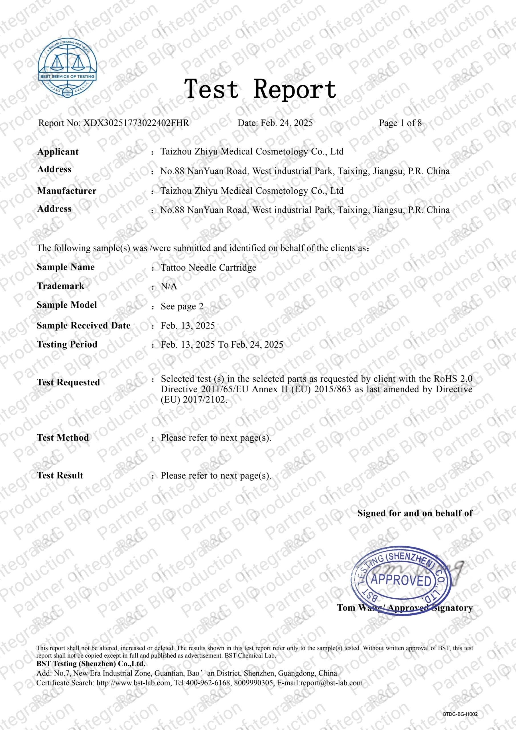 RoHS 2.0 Test Report BST XDX30251773022402FHR