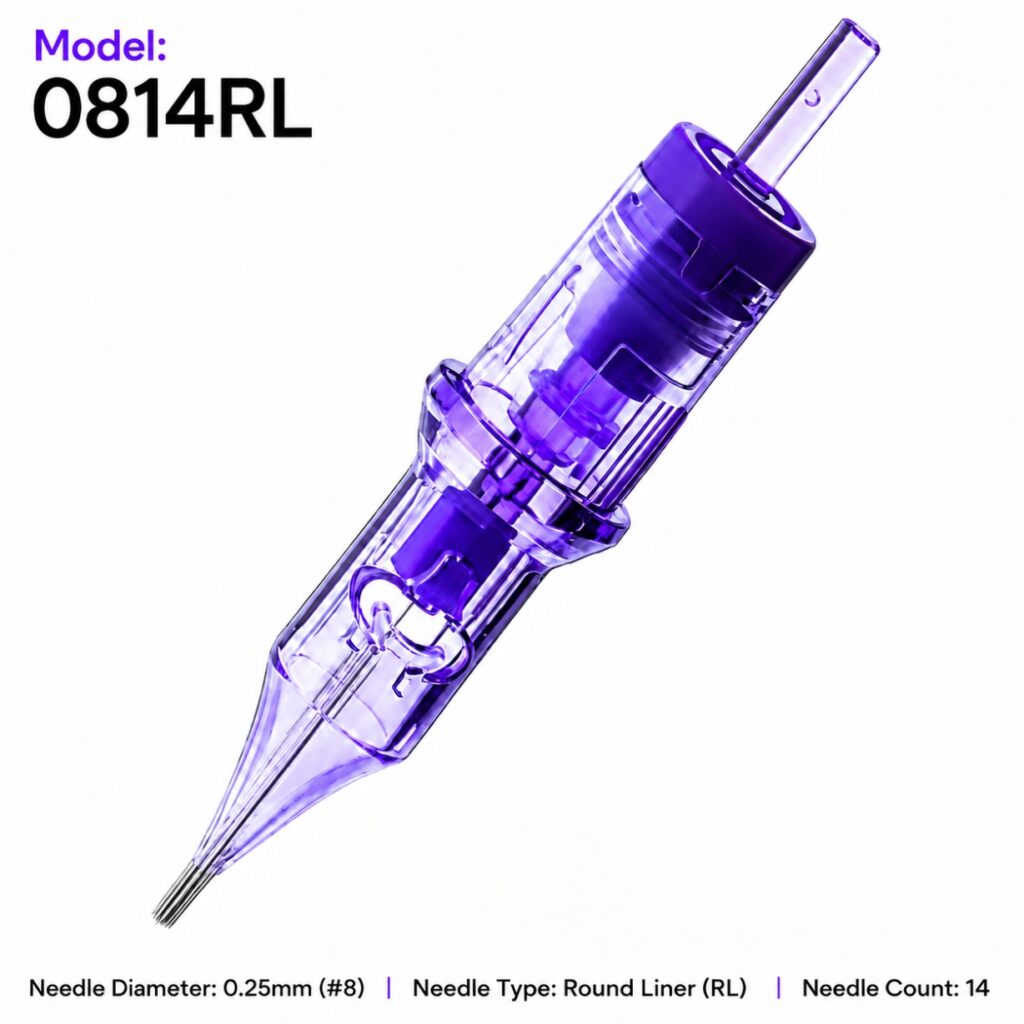 0814RL tattoo needle cartridge - front view