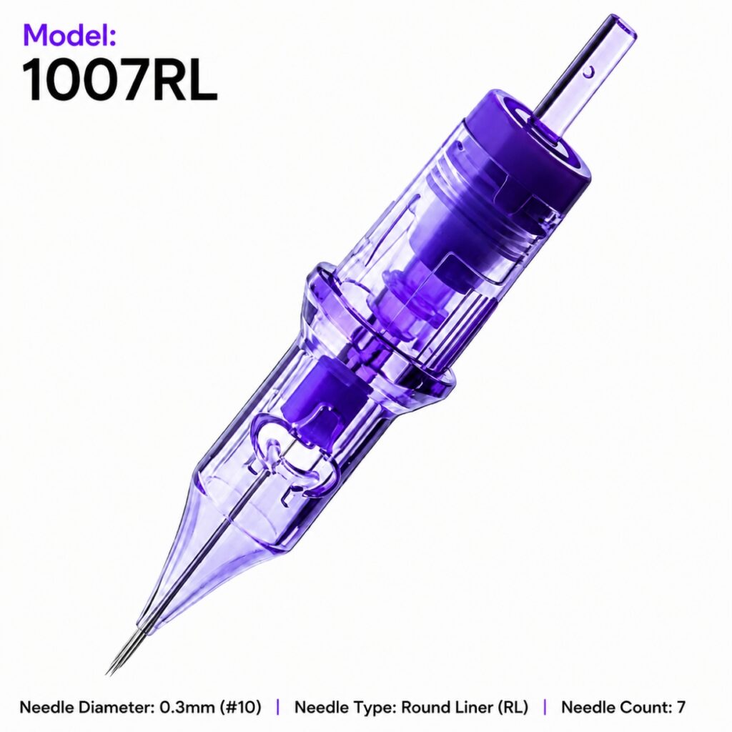 1007RL tattoo needle cartridge - front view