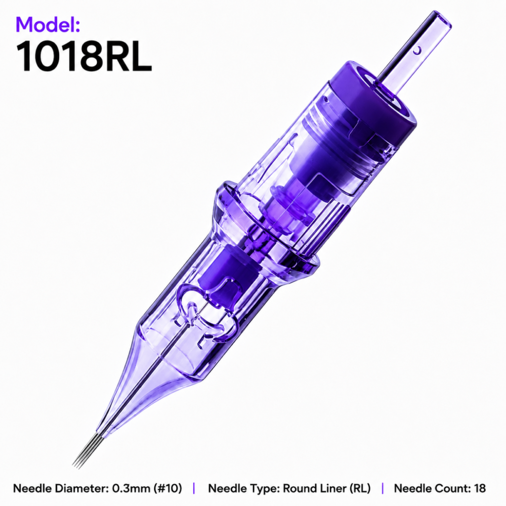 1018RL tattoo needle cartridge - front view