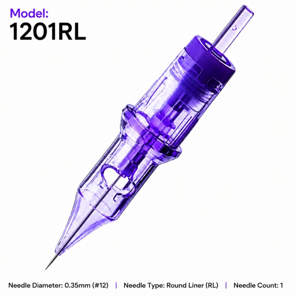 1201RL tattoo needle cartridge - front view