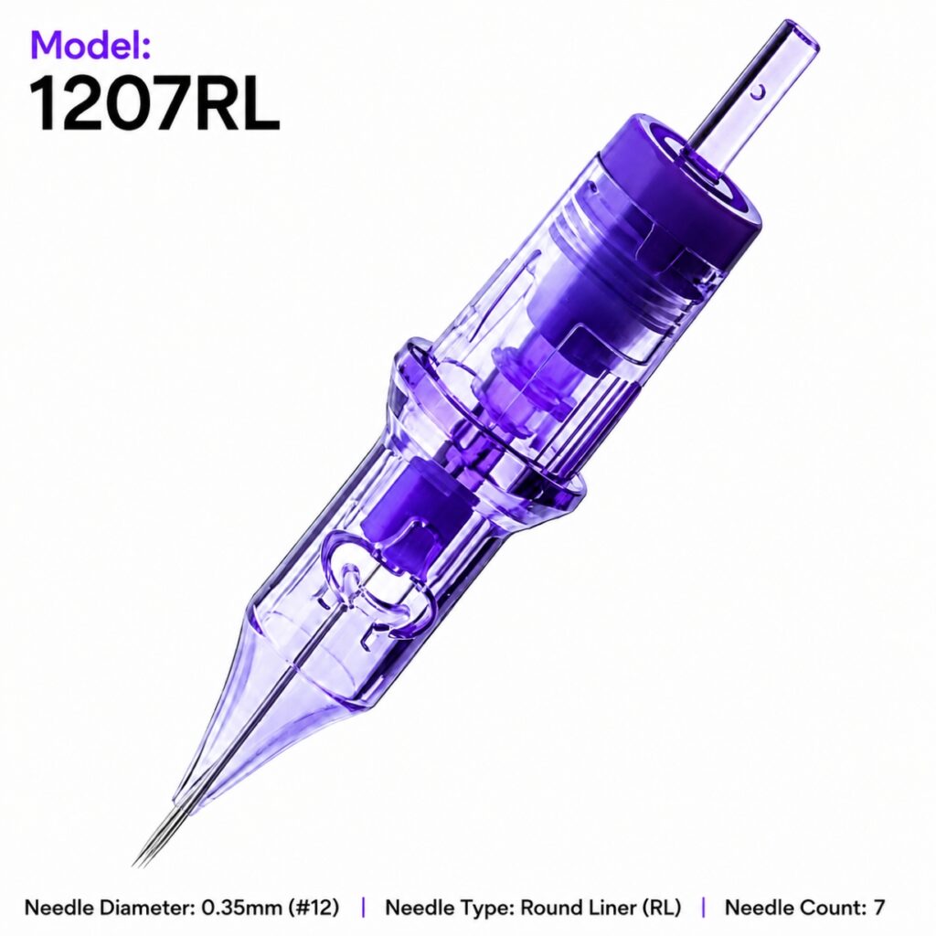 1207RL tattoo needle cartridge - front view