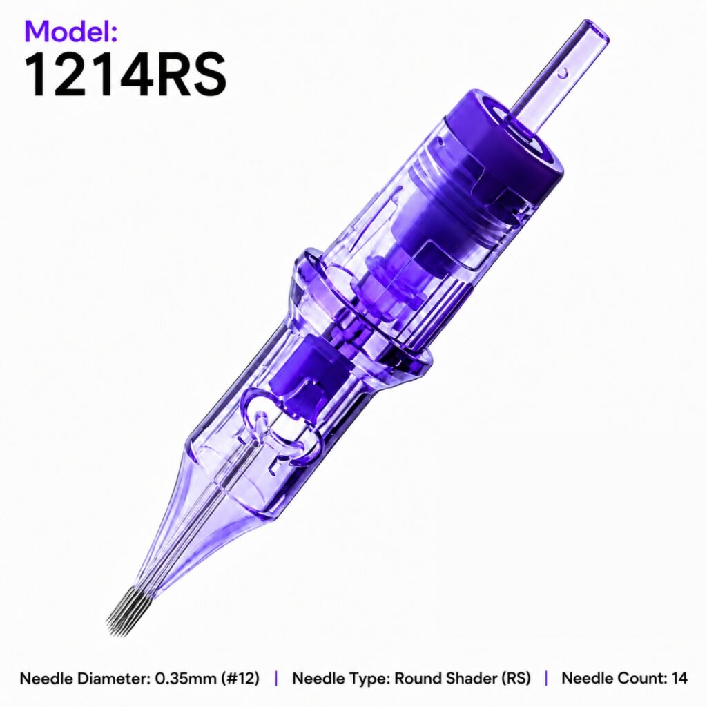 1214RS tattoo needle cartridge - front view