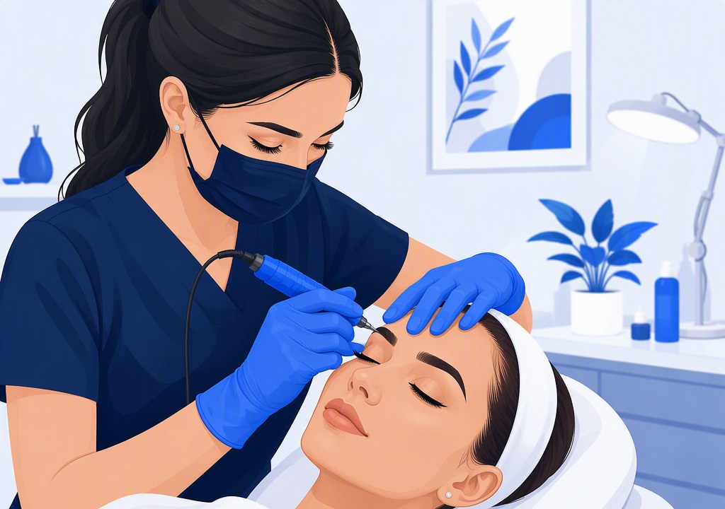 PMU cosmetic tattoo eyebrow procedure