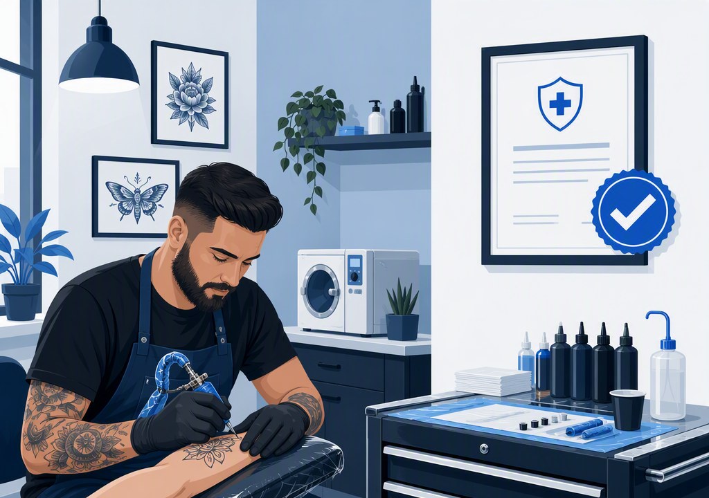 Professional tattoo studio in health-inspected market